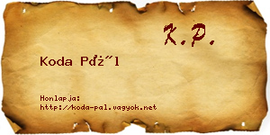 Koda Pál névjegykártya